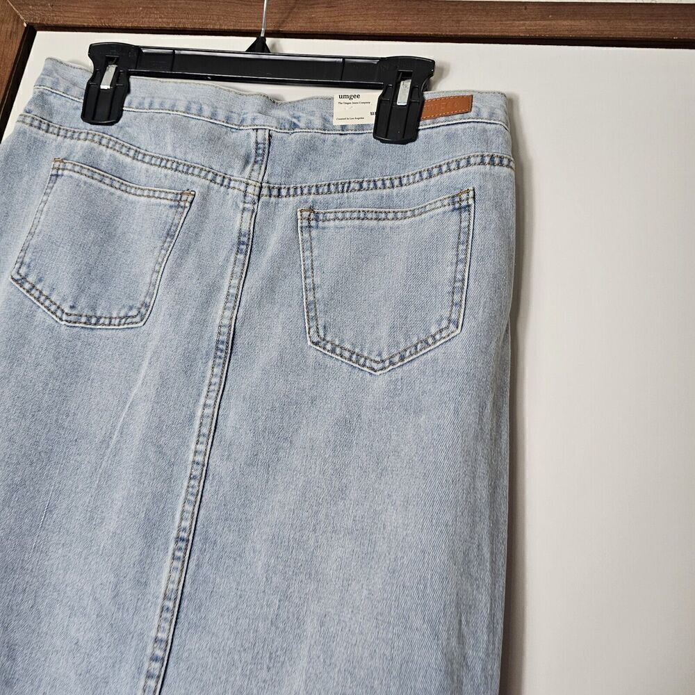 Nwt Umgee Asymmetrical Front Split Denim Skirt Women's Size Large Button Fly - Picture 7 of 8